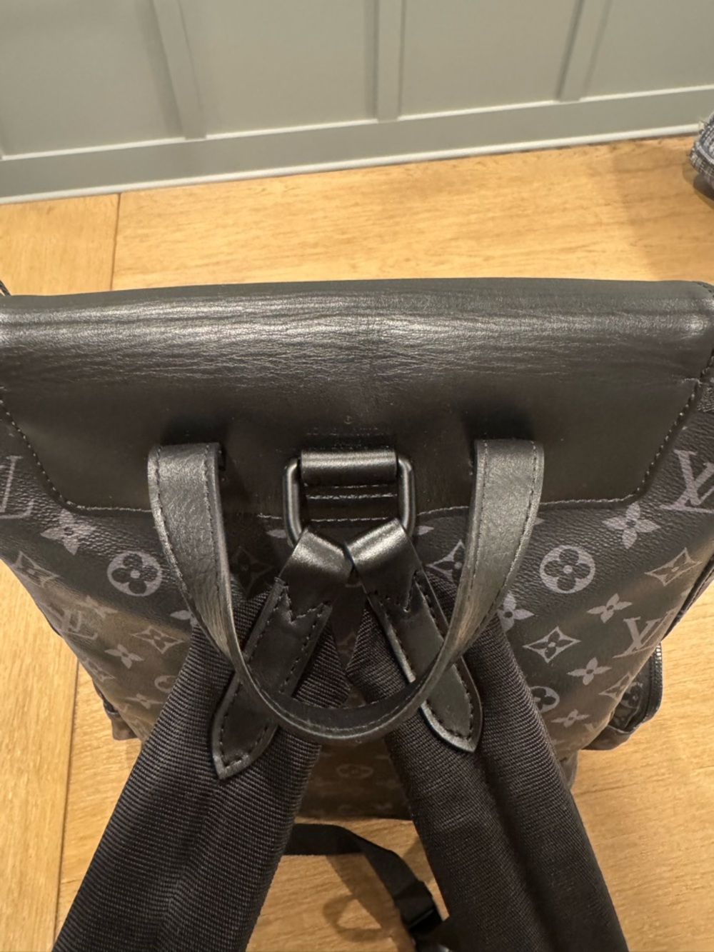 Louis Vuitton Black Monogram Canvas Men's Backpack with Leather Flap - Picture 11 of 13